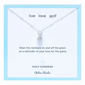 Golf Goddess Silver Golf Ball Charm Necklace
