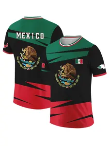 Men's Mexico Print T-Shirt, Mexican Flag Eagle Pattern, Comfortable Breathable, Ideal for Sports & Daily Wear