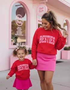 Besties Pink Checkered Mom & Daughter Sweatshirts