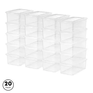 20-Pack 5 Qt. Clear Plastic Storage Bins With Secure Latching Lids, Stackable Totes For Organizing Seasonal Items, Crafts, And More, Durable And Space-Saving Containers For Closets And Garages Boxes Organiser White
