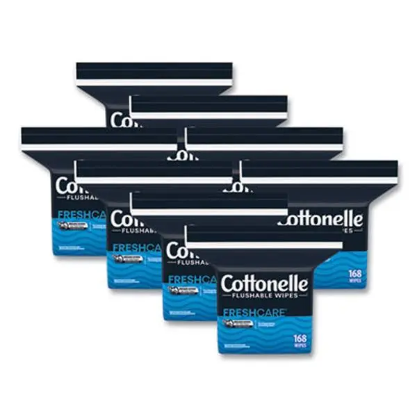Cottonelle Fresh Care Flushable Cleansing Cloths, 1-Ply, 5 x 7.25, White, 168/Pack, 8 Packs/Carton