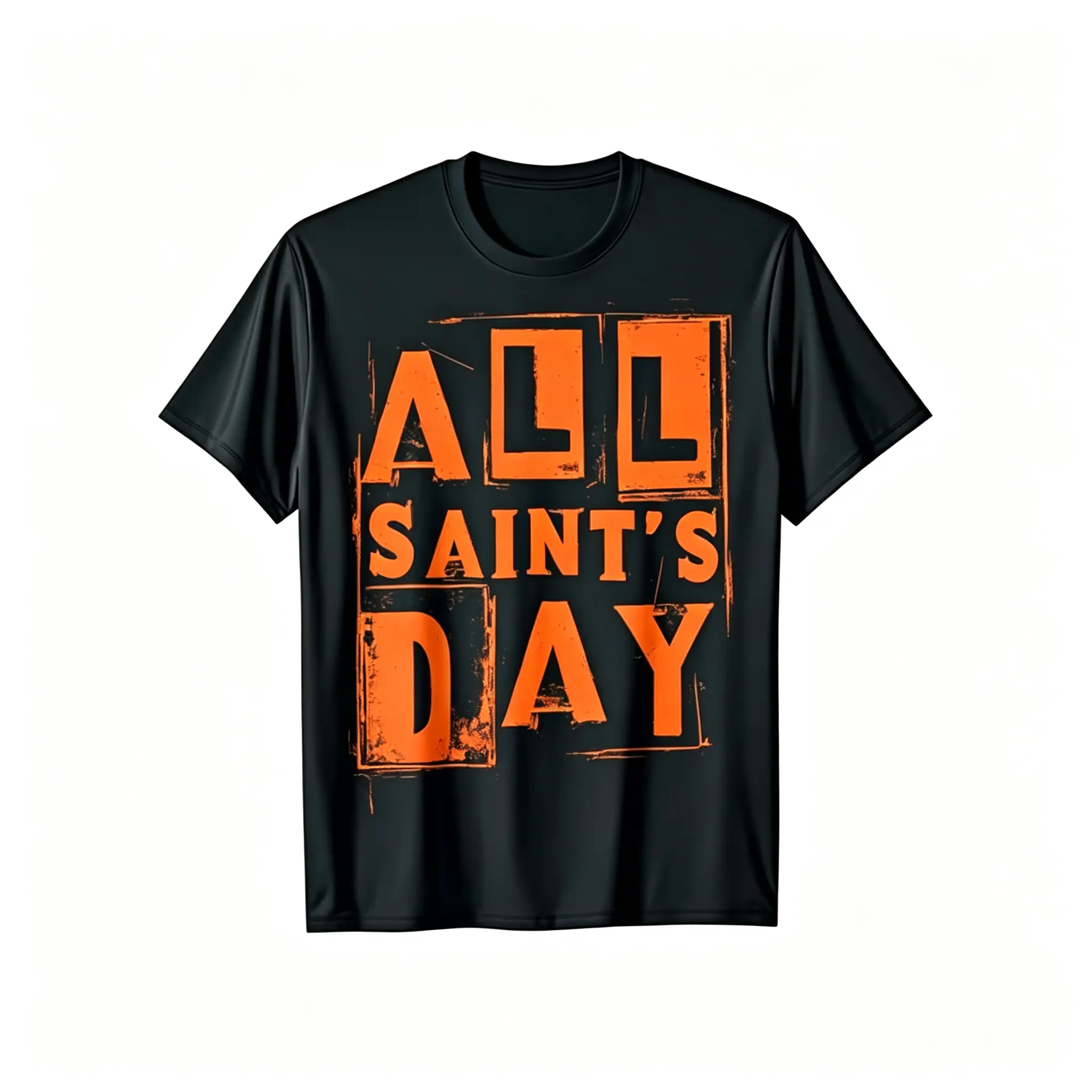 All Saint's Day Vintage Distressed Orange Graphic T-Shirt Unisex Casual Short Sleeve Tee