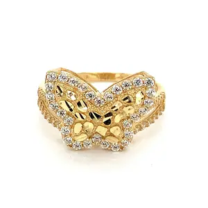14K Gold Women’s Butterfly Nugget Ring with CZ Stones 🦋💛