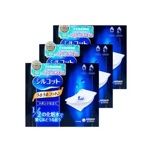 UNICHARM Silcot Uruuru Cotton Pads for Face 40 Pieces * 3 Pack @COSME Award