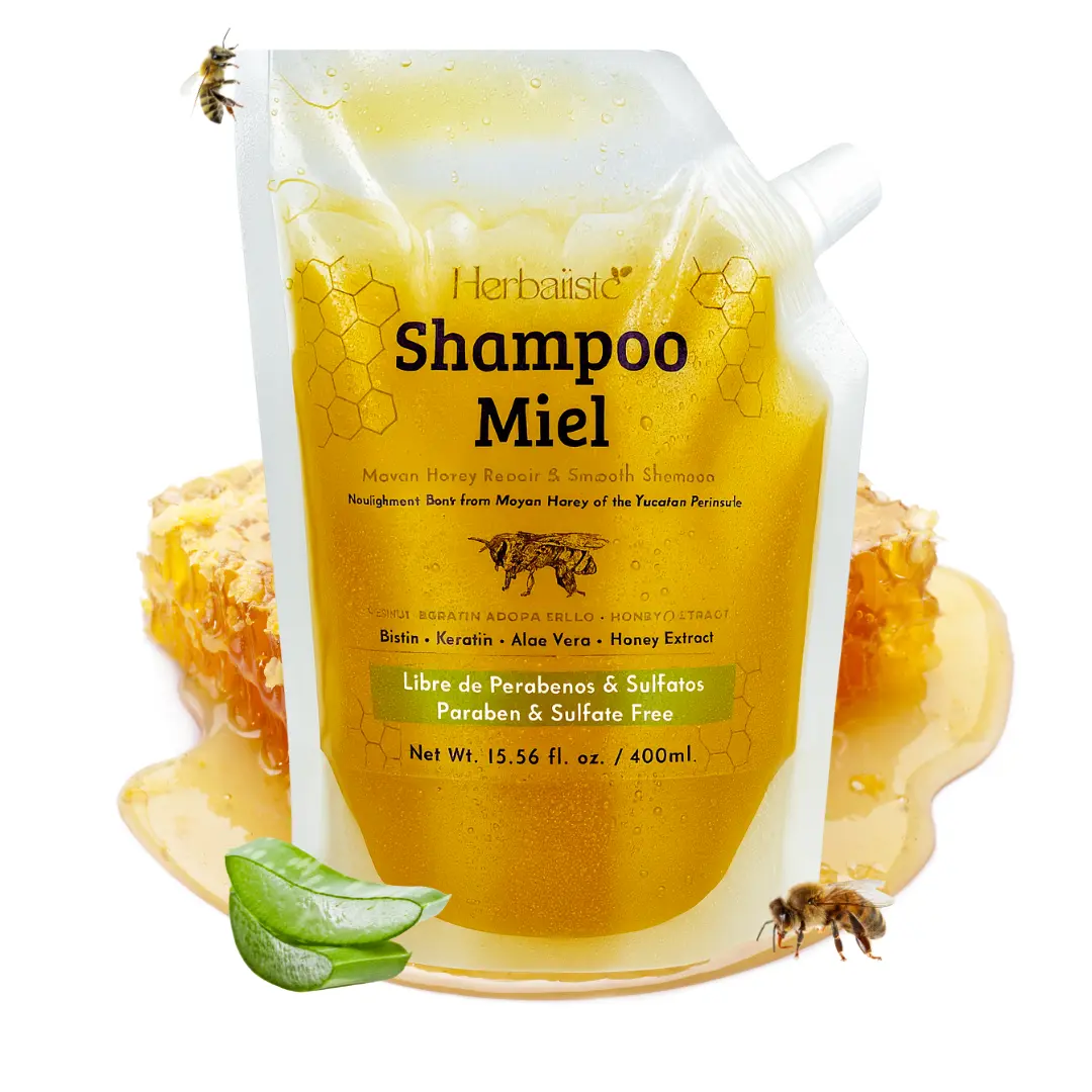 Viral Mayan Honey Shampoo 400 ml (13.5 fl oz), With Real Honey Extract, Strengthens and Restores Hair With Natural Shine, Handcrafted Botanical Hair Cleanser Made in Mexico