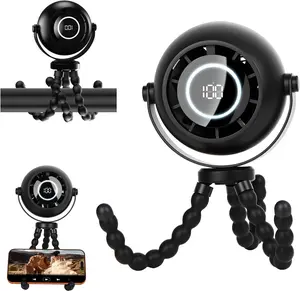 Portable Stroller Fan,4000mAh Portable Fan for Stroller Rechargeable with Flexible Tripod,12.5H Battery,3 Speeds,LED Display,360° Rotate, Clip On Fan for Car Seat Fan,Travel,Treadmill