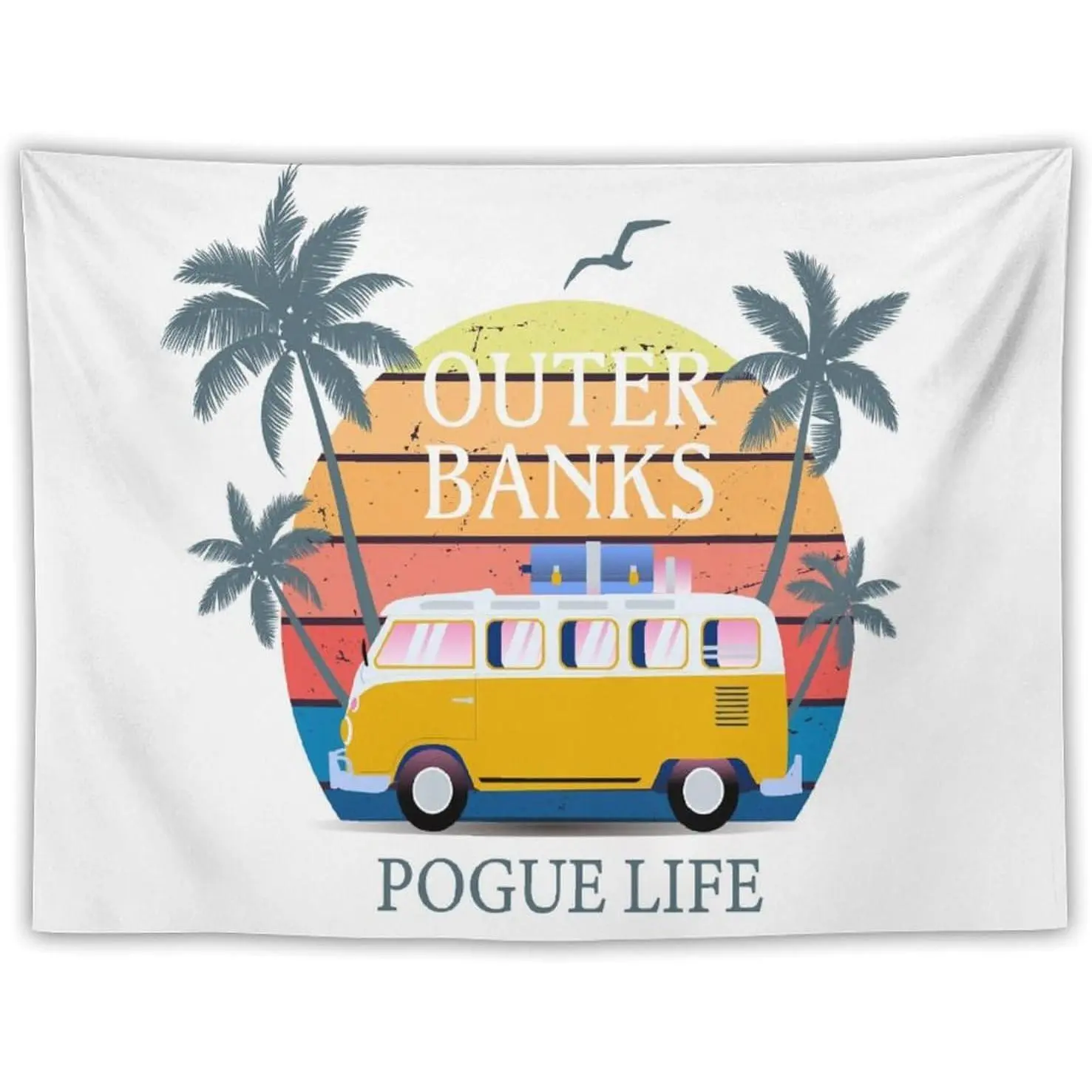 Pogue Life, Outer Banks North Carolina Tapestry for College Dorm, Bedroom And Living Room Home Decor Retro Vintage Art Wall Tapestries Hanging for Gifts