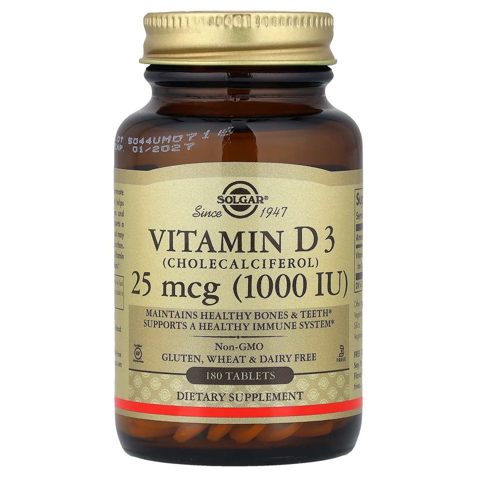 Solgar Vitamin D3, 25 mcg (1,000 IU), 180 Tablets