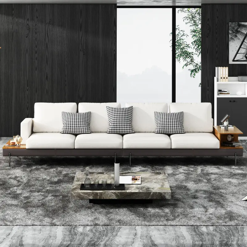 High-end and high quality Luxury sofa/Fabric sofain Living Room Left and Right Interchangeable/four seat sofa/off-white,Moisture absorbing and breathable, thick and wear-resistant, comfortable for prolonged sitting