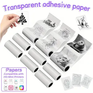 Transparent Non-Gloss Thermal Roll Paper, 57mm for Small Printers, Thermal Stickers, Holiday Stickers, DIY Craft Partner, Adhesive Stickers, Thermal Printing Labels