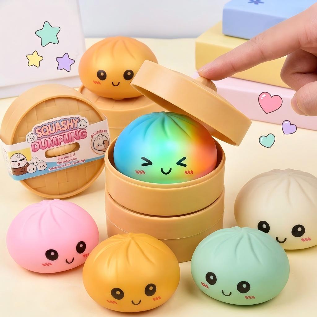 unboxing surprise Kawaii Rainbow glitter Galaxy big stuffed bun Dumpling Squishy mystery slow rise,dumplings squishies Soft TPR Fidget rebound Sensory Toy, Stress Relief Toy for Kids, Easter Gift box exchange