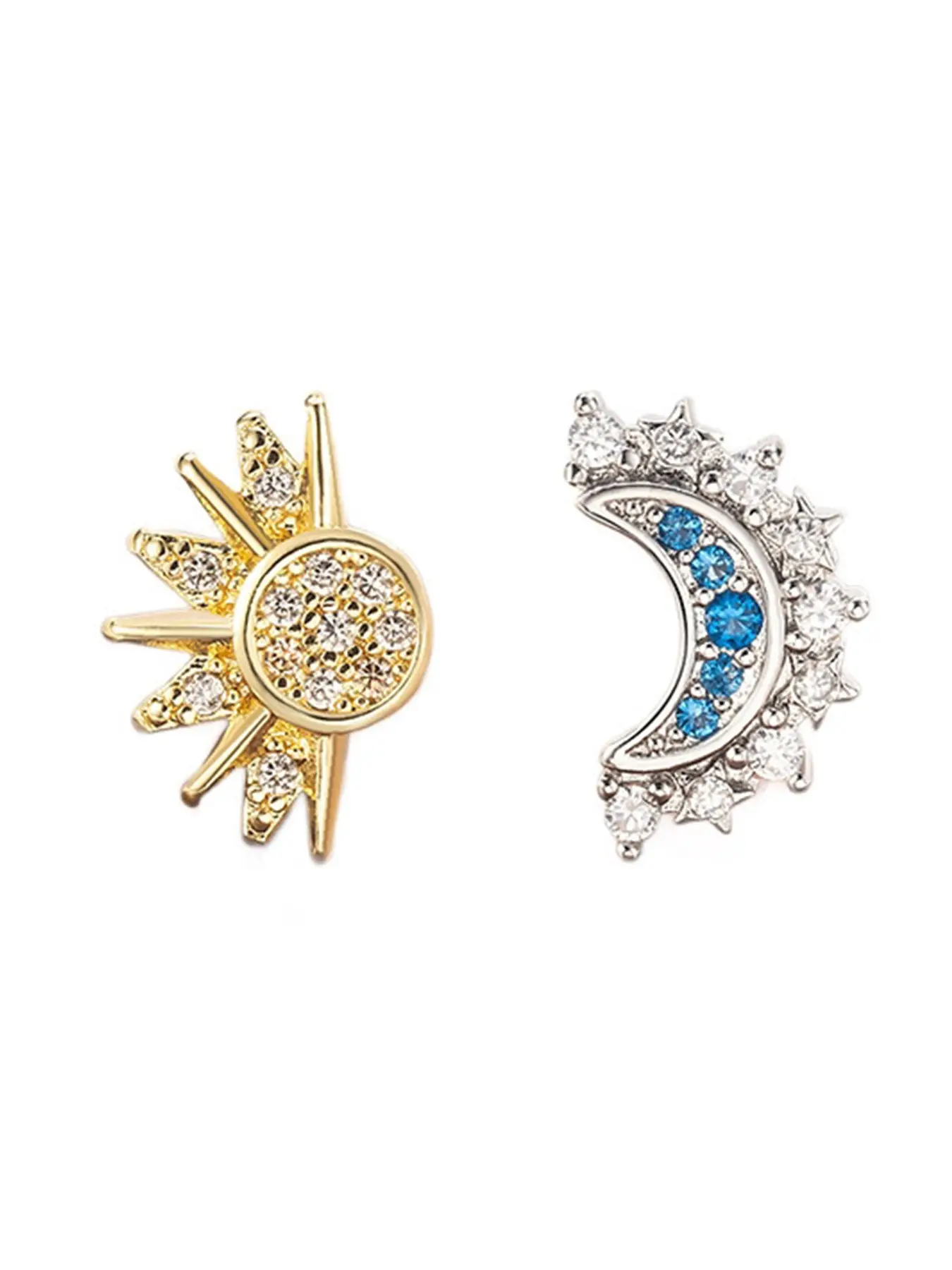 Celestial Sun Moon Earrings Dangle, Boho Earrings for Women, Boho Goth Jewelry, Celestial Glow Asymmetric Stud Earrings, Christmas Jewelry Gifts, Ear Studs, Unique Design Earrings