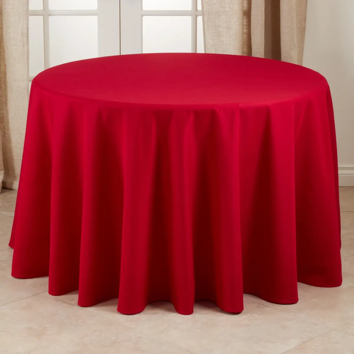 Saro Lifestyle 321.R72R 72 in. Casual Design Everyday Tablecloth, Red - Round