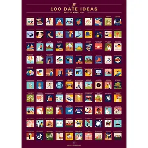 100 Dates Bucket List Scratch off Poster- Ultimate Adventure Challenge for Couples