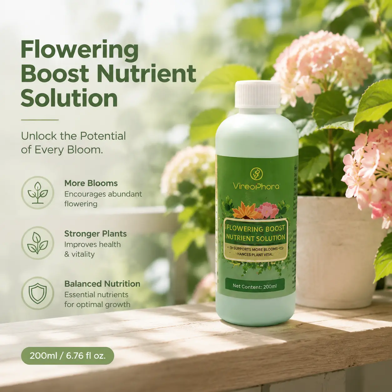 Plant Care Flower Nutrient Solution - Bloom Booster with Bud Hardener Formula, Triggers Fast Flowering Boost for More Blooms
