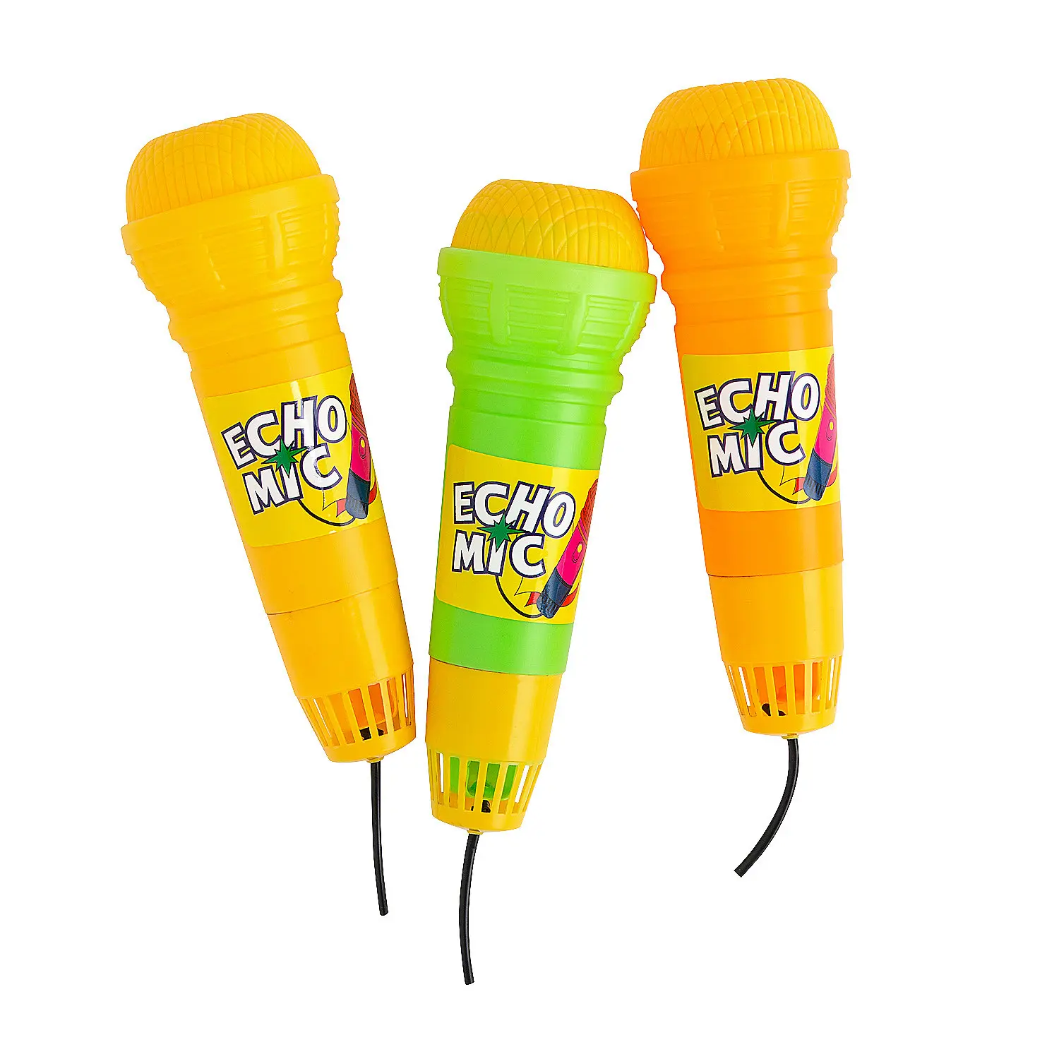 Kids' Star-Themed 9in Echo Function Plastic Musical Instrument Microphones (12-Pack, Multicolor) - No Battery Needed, Fun, Conjure Inner Rocker, for Halloween, Birthday Parties