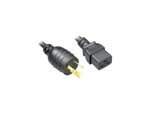 Nippon Labs L6-20P / C19 High Voltage / High Current Power Cord, NEMA L6-20P to IEC-60320-C19, SJT, 12 AWG., 20A, 250V, Black 8 ft. Power Cable