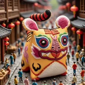 Golden Glaze Tiger Plush |   Hand-Stitched Symbol of Fortune & Artistic Elegance