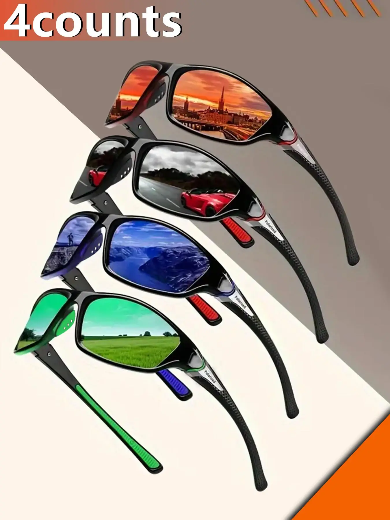 Simple Style Polarized Sunglasses for Men & Women, Gifts for Her, Trendy Casual Wrap Around Frame Sunglasses for Everyday Use, Fashion Accessories for