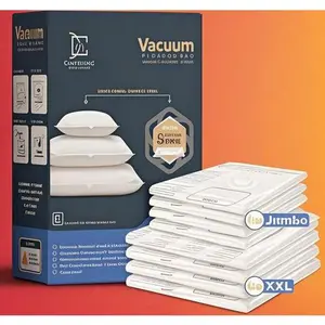 "Extra Large Vacuum Seal Bags - Space Saving Storage for Clothes, Comforters, Linens - Reusable Jumbo Vacuum Bags - 4 Giant (47x35in) & 4 Large (39.5x31.5in) - Heavy Duty Compression Bags for Organizing" Organiser Bedding Turbo Pump