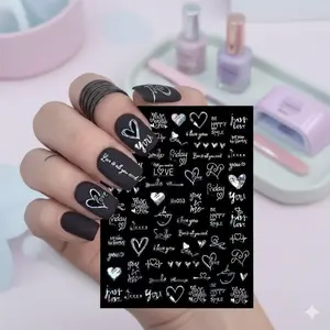 3D Laser Engraved Heart Alphabet Nail sticker kit - Nail Art Stickers Gold/Silver Flower Star Art Decals, Eco-Friendly Self-Adhesive, 600 pcs Waterproof Non-Fading, Easy Release Liner, Diy Nail tool for Parties and Festivals