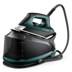 Rowenta Iron for Clothes, High Pressure Steamer Iron with Boiler System, 400 Steam Holes, Vertical Steaming, 37oz Tank, Stainless Steel Soleplate, Auto-Off 1800 watts, Black Green, DG7626