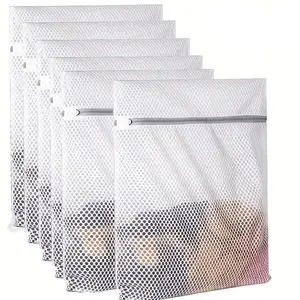 6/8  PCS Laundry Mesh Bags Set, durable honeycomb laundry wash pouches with zipper for machine washing and clothing care, suitable for underwear jeans towels separation, helpful for home storage and travel organization