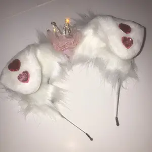 White ear headband with princess tiara  Halloween costume crown kawaii