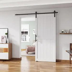 36''x84'' Sliding Barn Door with 6.6 Ft Barn Door Hardware Kit, Fits 32-34''W Openings, Pre-Drilled Holes Easy Assembly, Waterproof PVC H-Frame, White