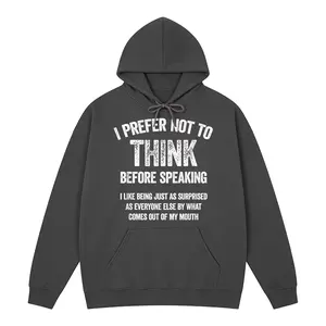 I Prefer Not To Think Before Speaking Hoodie | Relatable Chaos Energy Top For Unfiltered Vibes | Minimalist Mountain & Wave Graphic | Cool Outdoor-Inspired Streetwear | Bold Humor & Body Positivity