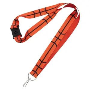 34" Basketball Pattern Polyester Breakaway Lanyards - 12 Pc.