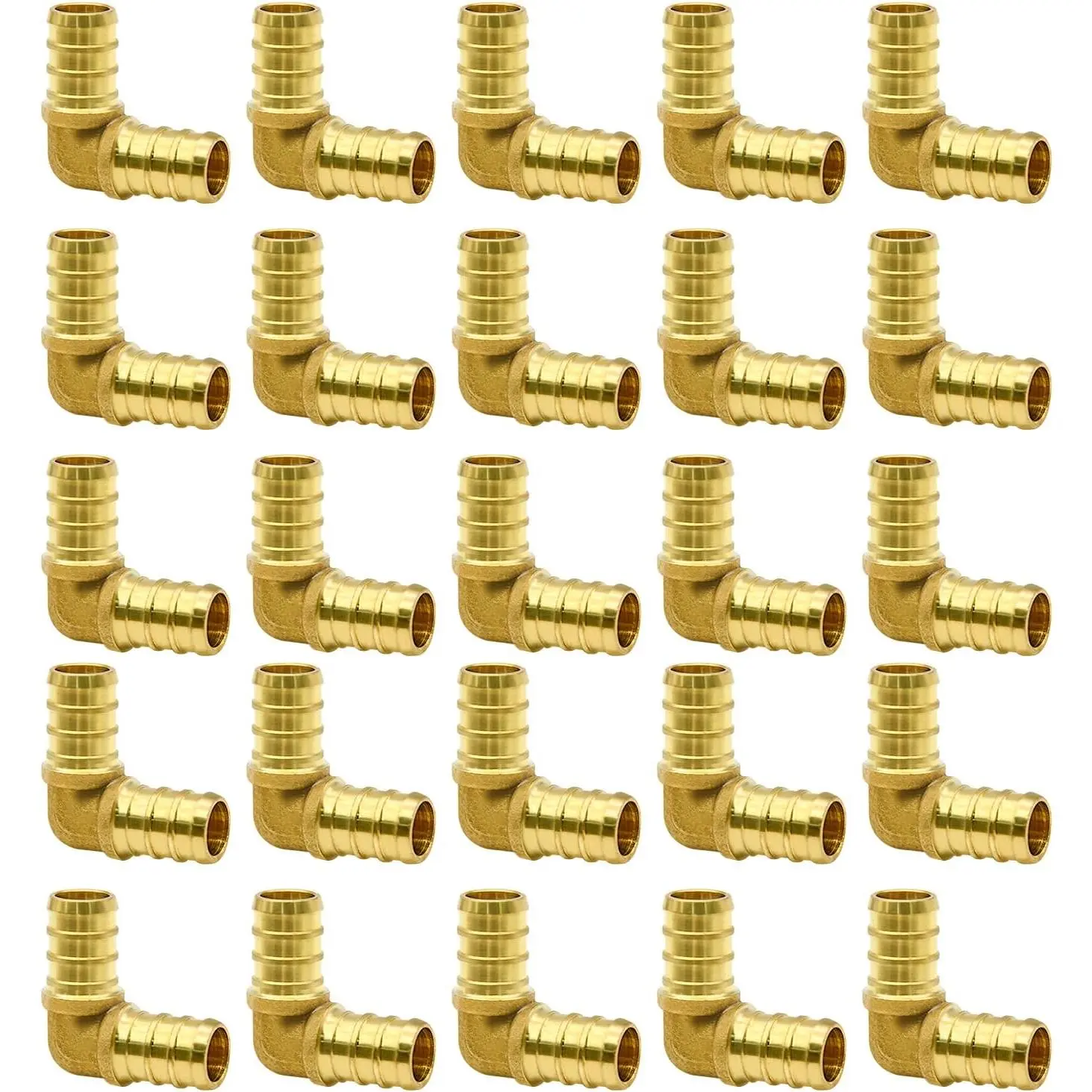 25/50/100 Pack PEX Fittings, Elbow/Tee/Straight Coupling Brass Fitting for PEX Tubing Pipe (1/2" Elbow, 25)