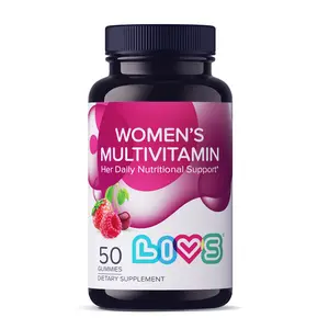 LIVS Gummy Vitamins Women's Multivitamin Mixed Berry Flavor Chewable Gummies 50 Count Dietary Supplement for Daily Nutritional Support