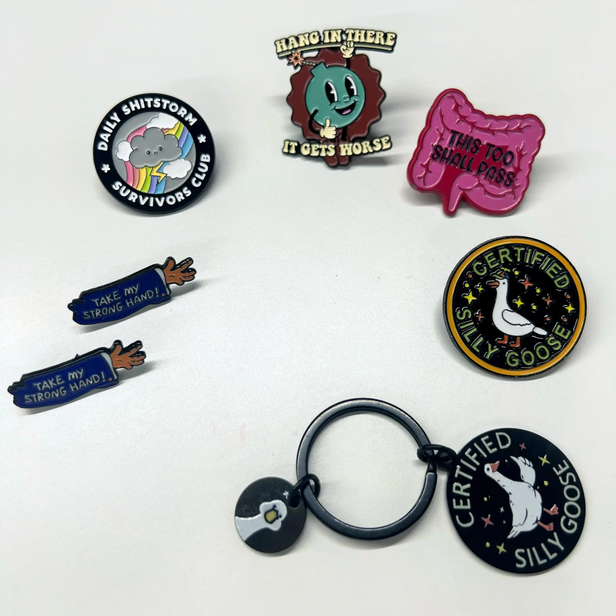 7Pcs High-Quality Funky Vibrant Office Mood Pins - Emotional Support Enamel Brooches for Coworkers' Daily Mood, Work Stress Relief, Backpacks & Jackets, Mood-Themed