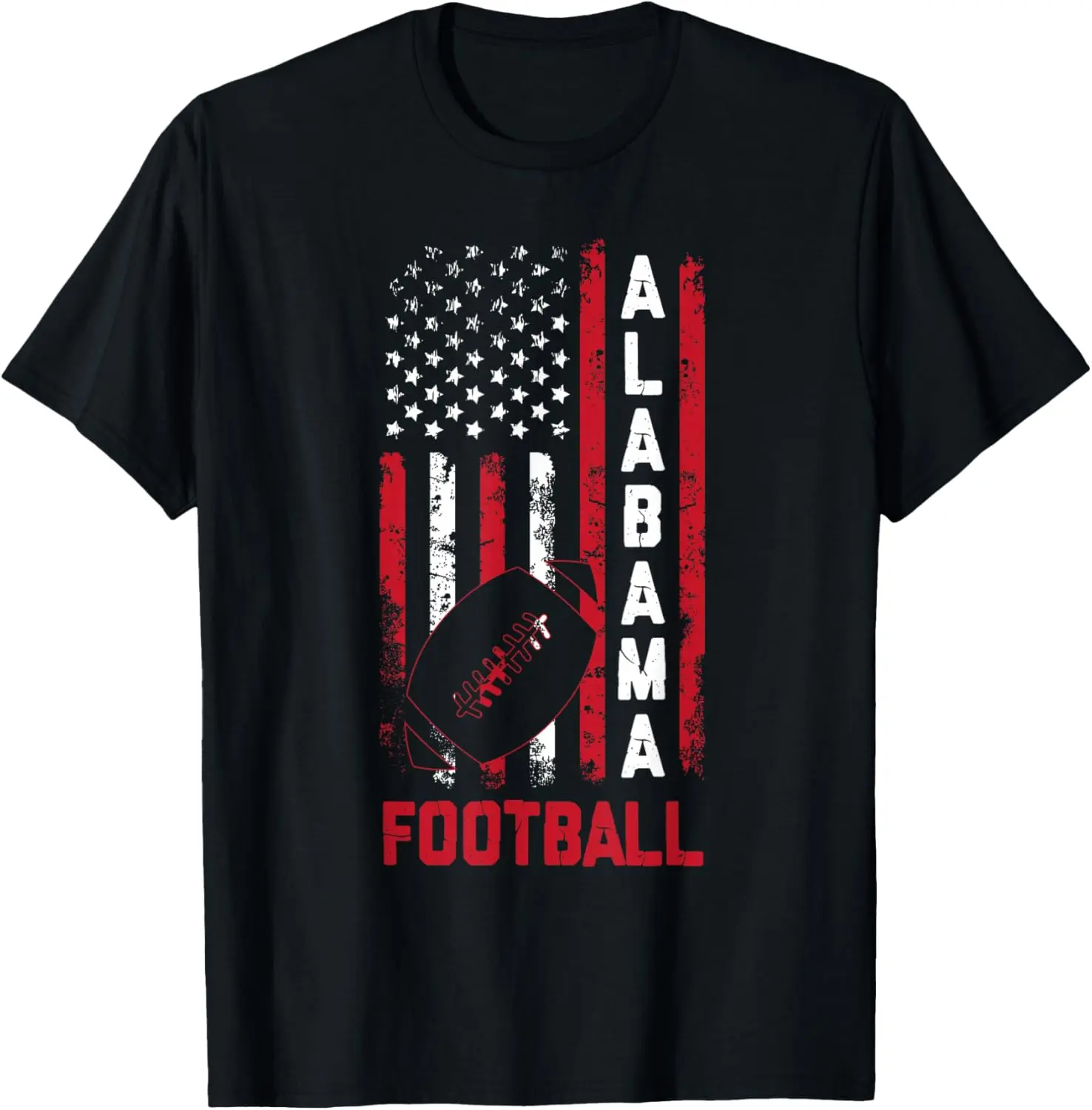 Men's Alabama Football Graphic T-Shirt - 100% Cotton Casual Menswear Sports Top, Patriotic USA Flag Design, Round Neck Short-Sleeve Fashion Apparel, Football Fashion, Moisture Absorb