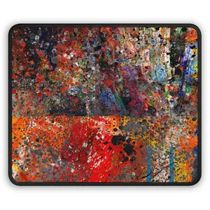 Fragments of Fire – Bold Red and Orange Abstract Splatter Art Mousepad