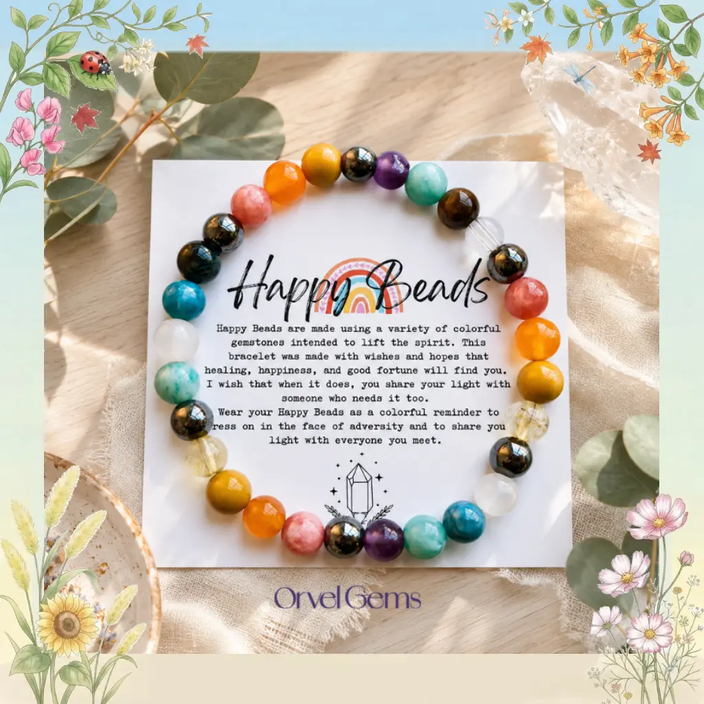 Happy Beads Rainbow Bracelet – Vibrant Rainbow Gemstone Jewelry for Chakra Balance, Joy & Confidence | LGBTQ+ Gift Happiness