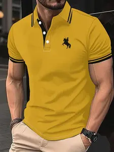 Men's Casual Fashion Trendy Sport Golf Polo Shirt, Simple Collar Design, Knight Print, Essential Men's Clothing for 2026