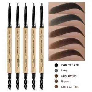5pcs Dual-Ended Eyebrow Pencils, Ultra-Fine Long-Lasting Non-Bleed, Triangle Tip Makeup Tools, Multi-Pack Solid Form
