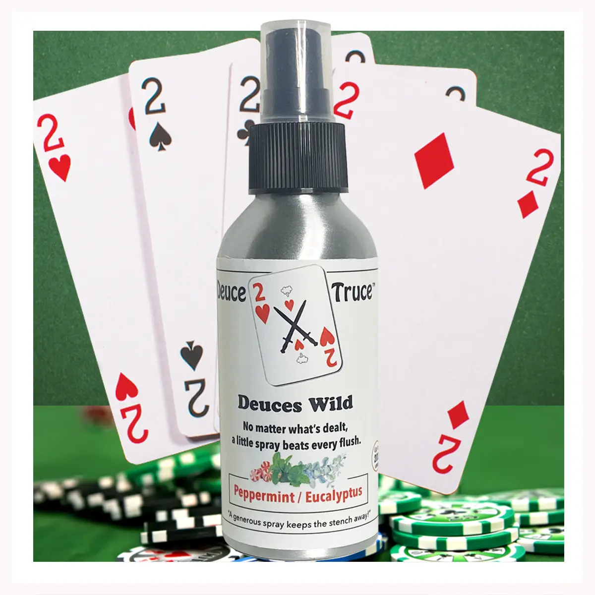 Deuce Truce - Before You Poo Toilet Spray - Peppermint Eucalyptus - 4 fl oz - Strong, Effective, Easy To Use -   Scent, Deuces Wild - Peppermint and Eucalyptus