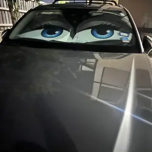 Cartoon Foldable Car Windshield Sun Shade, Summer Fun Car Accessory, UV Protection, Easy Installation, Universal Fit for Cars & SUVs, Car Sunshade Umbrella