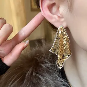 Diamond Sequins Zircon Tassel Earrings Fashion Delicate French Retro Earrings for Women ,Shimmering Metallic Sequins, Luxury Sparkle, Lightweight Statement Jewelry for Glam Events & Night Out, What You See Is What You Get![130]