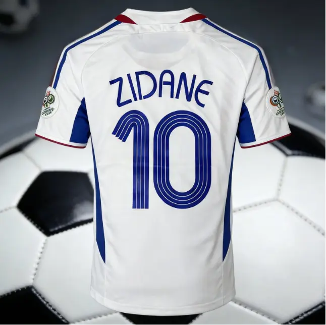 FULL LOGO White Blue No.10 Soccer Jersey, Short Sleeve Football Shirt with Large Number Print, Unisex Match Day Fan Top, Retro Training Sportswear for Men and Women