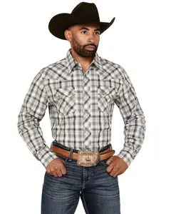 Wrangler Men's Retro Plaid Print Long Sleeve Snap Western Shirt - 112359585