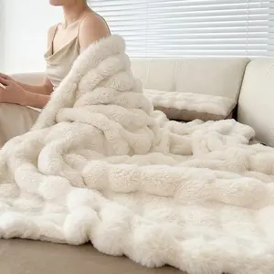 Comfortable Warm Large Plush Blanket, 3D Bubble Texture, Multiple Colors Available, Soft Sofa Bed Chair Blanket, All Ages Home Essential, Soft Fluffy Blanket, Throw Blanket, Soft Cozy Blanket