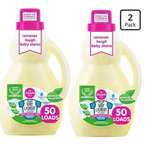 Dapple Baby Clothes Detergent Herbal Hypoallergenic Fragrance-free Concentrate 50 Fluid Ounces Pack of 2 Removes Tough Baby Stains