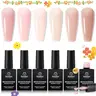 Beetles 5-in-1 Rubber Base Gel Nail Polish Assortment Kit - 6 Resin-Infused 7.5mL Nude Shades Bottles, Low Odor Flexible Gel, Soak-Off Nail Care Repair & Strengthener, Youth Glossy At-Home Manicure, Requires UV LED Light