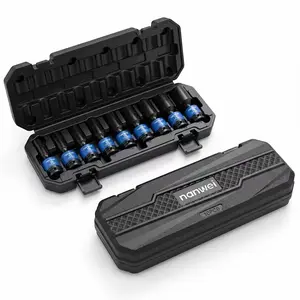 10pcs 3/8 Inch Flexible Swing Socket Set - Metric 10-19mm 6-Point CR-MO Impact Sockets with Sturdy Case for Professional Renovation & Installation Workers