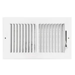 10×6 Inch HVAC Vent Cover, 2-Way Steel Air Supply Register for Wall, Sidewall & Ceiling, White with Screws Included