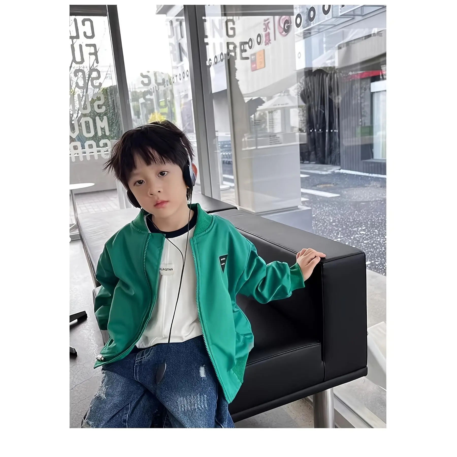 New Boys' Casual Cotton Woven Coats - Kids' Reversible Alphabet Clothes, Spring Wear for Fresh Flip Look, Instant Wardrobe Upgrade, Alphabets, Jacket